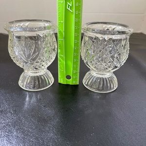 Pair of heavy duty crystal candle holders.